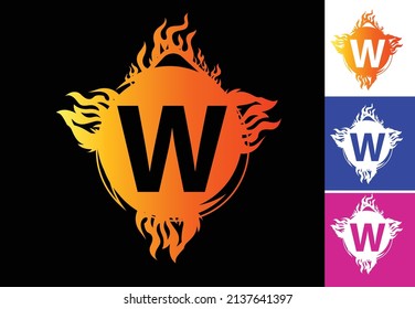 Logo de la letra W contra incendios y plantilla de diseño de iconos