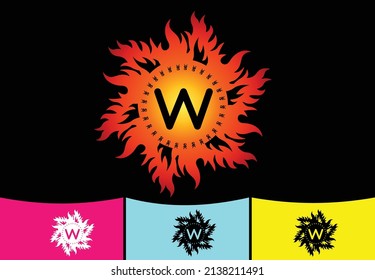 Fire W letter logo and icon design template