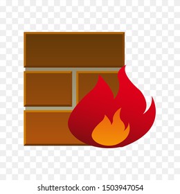 fire and wall icon isolated design.