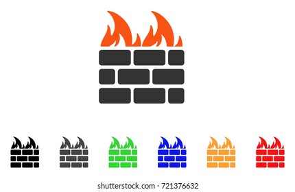 Fire Wall icon. Vector illustration style is a flat iconic fire wall symbol with black, grey, green, blue, red, orange color additional versions. Designed for web and software interfaces.