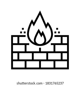 fire wall line icon vector. fire wall sign. isolated contour symbol black illustration
