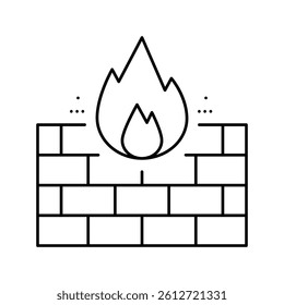 fire wall line icon vector. fire wall sign. isolated contour symbol black illustration