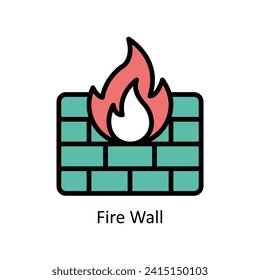 Fire Wall vector Filled outline icon style illustration. EPS 10 File