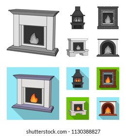 Fire, warmth and comfort. Fireplace set collection icons in monochrome,flat style vector symbol stock illustration web.
