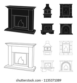 Fire, warmth and comfort. Fireplace set collection icons in black,outline style vector symbol stock illustration web.