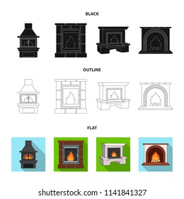 Fire, warmth and comfort. Fireplace set collection icons in black,flat,outline style vector symbol stock illustration web.