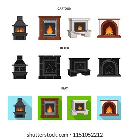 Fire, warmth and comfort. Fireplace set collection icons in cartoon,black,flat style vector symbol stock illustration web.