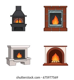Fire, warmth and comfort. Fireplace set collection icons in cartoon style vector symbol stock illustration web.