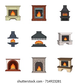 Fire, warmth and comfort. Fireplace set collection icons in cartoon style vector symbol stock illustration web.