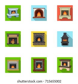 Fire, warmth and comfort. Fireplace set collection icons in flat style vector symbol stock illustration web.