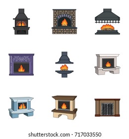Fire, warmth and comfort. Fireplace set collection icons in cartoon style vector symbol stock illustration web.