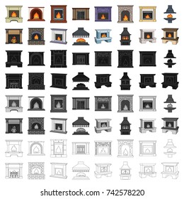 Fire, warmth and comfort. Fireplace set collection icons in cartoon style vector symbol stock illustration web.