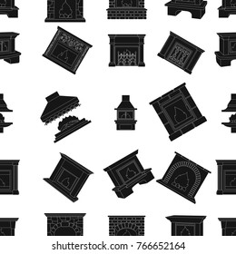 Fire, warmth and comfort. Fireplace set collection icons in black style vector symbol stock illustration web.