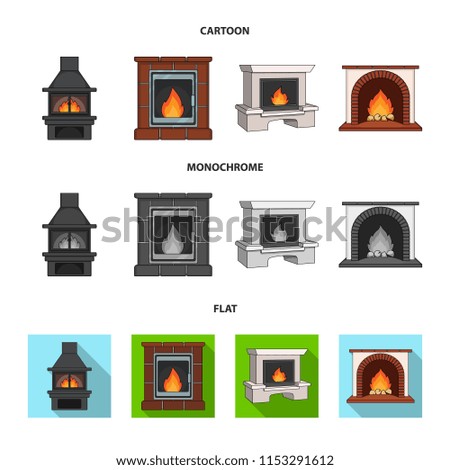 Fire, warmth and comfort. Fireplace set collection icons in cartoon,flat,monochrome style vector symbol stock illustration web.