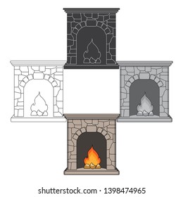 Fire, warmth and comfort. Fireplace single icon in cartoon,black style vector symbol stock illustration web.