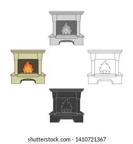 Fire, warmth and comfort. Fireplace single icon in cartoon,black style vector symbol stock illustration web.