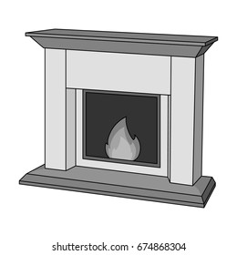 Fire, warmth and comfort. Fireplace single icon in monochrome style vector symbol stock illustration web.