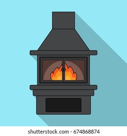 Fire, warmth and comfort. Fireplace single icon in flat style vector symbol stock illustration web.