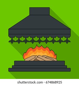 Fire, warmth and comfort. Fireplace single icon in flat style vector symbol stock illustration web.