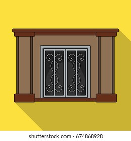 Fire, warmth and comfort. Fireplace single icon in flat style vector symbol stock illustration web.