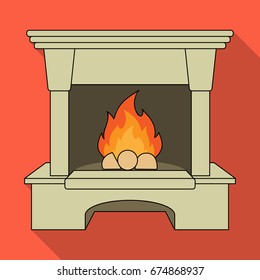Fire, warmth and comfort. Fireplace single icon in flat style vector symbol stock illustration web.