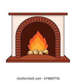 Fire, warmth and comfort. Fireplace single icon in cartoon style vector symbol stock illustration web.