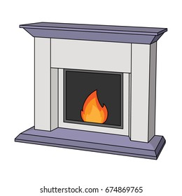 Fire, warmth and comfort. Fireplace single icon in cartoon style vector symbol stock illustration web.