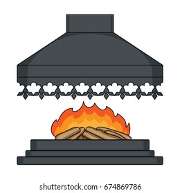 Fire, warmth and comfort. Fireplace single icon in cartoon style vector symbol stock illustration web.