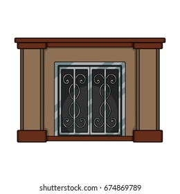 Fire, warmth and comfort. Fireplace single icon in cartoon style vector symbol stock illustration web.