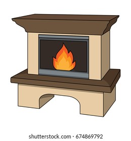 Fire, warmth and comfort. Fireplace single icon in cartoon style vector symbol stock illustration web.