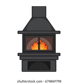 Fire, warmth and comfort. Fireplace single icon in cartoon style vector symbol stock illustration web.