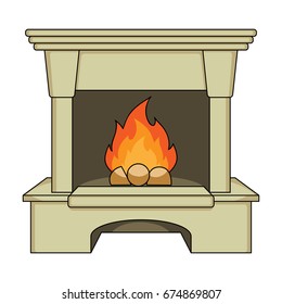 Fire, warmth and comfort. Fireplace single icon in cartoon style vector symbol stock illustration web.