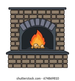 Fire, warmth and comfort. Fireplace single icon in cartoon style vector symbol stock illustration web.