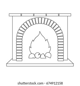 Fire, warmth and comfort. Fireplace single icon in outline style vector symbol stock illustration web.
