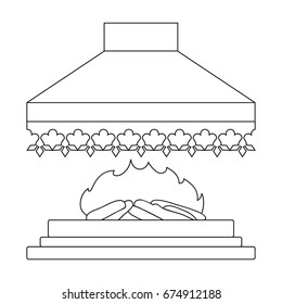 Fire, warmth and comfort. Fireplace single icon in outline style vector symbol stock illustration web.