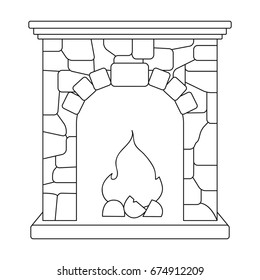 Fire, warmth and comfort. Fireplace single icon in outline style vector symbol stock illustration web.