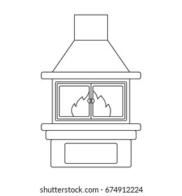 Fire, warmth and comfort. Fireplace single icon in outline style vector symbol stock illustration web.
