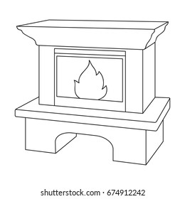 Fire, warmth and comfort. Fireplace single icon in outline style vector symbol stock illustration web.
