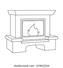 Fire, warmth and comfort. Fireplace single icon in outline style vector symbol stock illustration web.