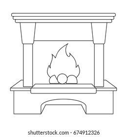 Fire, warmth and comfort. Fireplace single icon in outline style vector symbol stock illustration web.