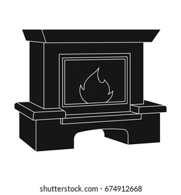 Fire, warmth and comfort. Fireplace single icon in black style vector symbol stock illustration web.