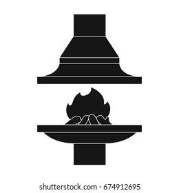 Fire, warmth and comfort. Fireplace single icon in black style vector symbol stock illustration web.
