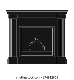 Fire, warmth and comfort. Fireplace single icon in black style vector symbol stock illustration web.