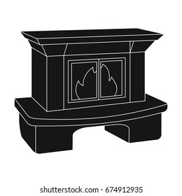 Fire, warmth and comfort. Fireplace single icon in black style vector symbol stock illustration web.