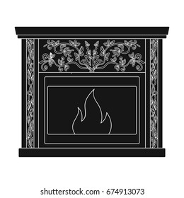 Fire, warmth and comfort. Fireplace single icon in black style vector symbol stock illustration web.