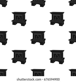 Fire, warmth and comfort. Fireplace single icon in black style vector symbol stock illustration web.