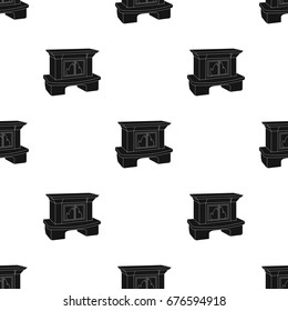 Fire, warmth and comfort. Fireplace single icon in black style vector symbol stock illustration web.