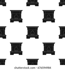 Fire, warmth and comfort. Fireplace single icon in black style vector symbol stock illustration web.
