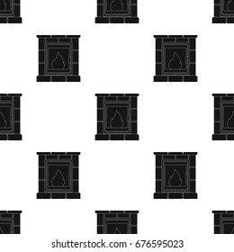 Fire, warmth and comfort. Fireplace single icon in black style vector symbol stock illustration web.