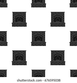 Fire, warmth and comfort. Fireplace single icon in black style vector symbol stock illustration web.
